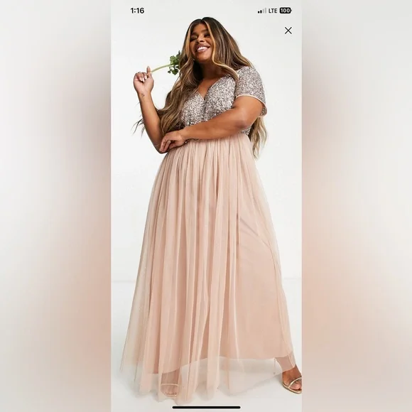 Blush color formal dress size 16 - Picture 1 of 4